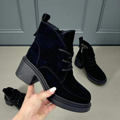 Ботинки женские зимние натуральная замша черные X1073-1