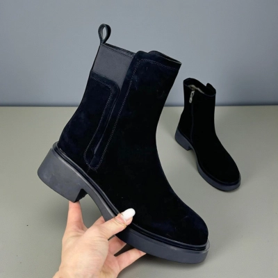 Ботинки женские зимние натуральная замша черные X1069-1