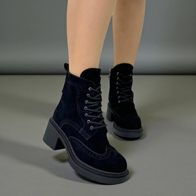 Ботинки женские зимние натуральная замша черные X1074-1