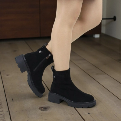 Ботинки женские зимние натуральная замша черные 11999