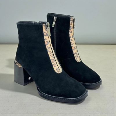 Ботинки женские зимние натуральная замша черные 12004