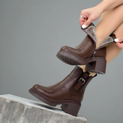 Ботинки женские зимние натуральная кожа коричневые H1100-8