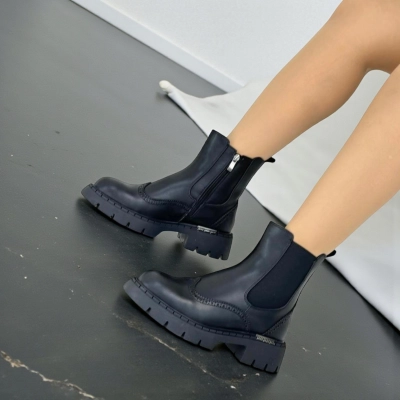 Ботинки женские челси зимние натуральная кожа черные H1097-1