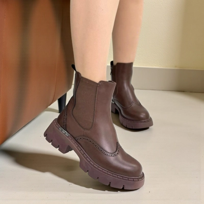 Ботинки женские челси зимние натуральная кожа коричневые H1097-8