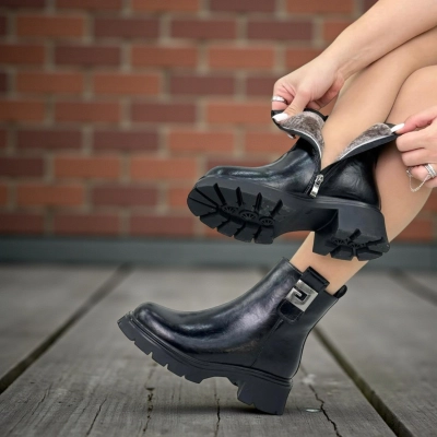 Ботинки женские зимние натуральная кожа черные H1092-1