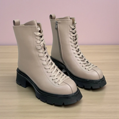 Ботинки женские зимние натуральная кожа бежевые H1091-7