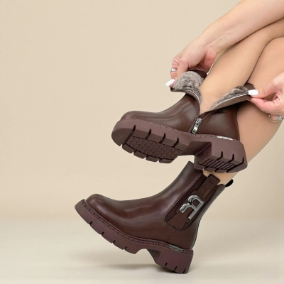 Ботинки женские зимние натуральная кожа коричневые H1095-8