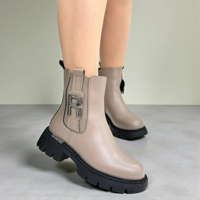 Ботинки женские зимние натуральная кожа бежевые H1095-7