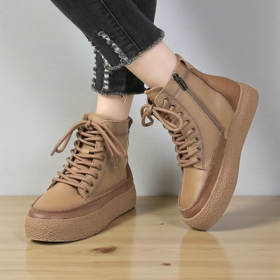 Ботинки женские зимние натуральная кожа бежевые YM220-2