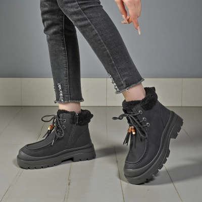 Ботинки женские зимние натуральная кожа черные YM040-1