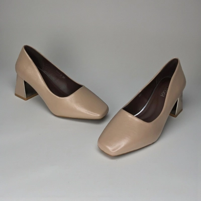 Туфли женские на каблуке искусственная кожа капучино 12051