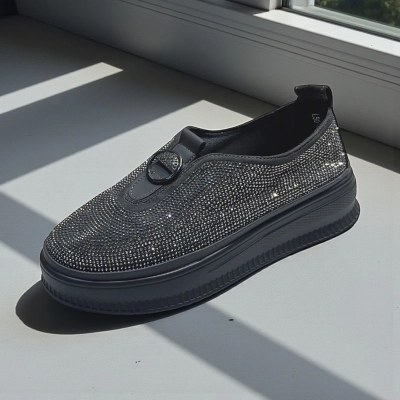 Кеды женские MOMOTARI искусственная замша с камнями L50-12