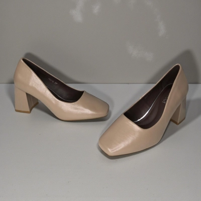Туфли женские на каблуке искусственная кожа капучино 12066