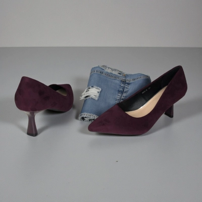 Туфли женские лодочки искусственная замша баклажановые 12068