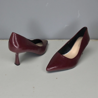 Туфли женские лодочки искусственная кожа бордовые 12069