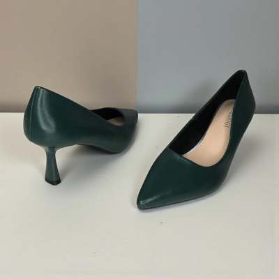 Туфли женские лодочки искусственная кожа изумрудные 12075