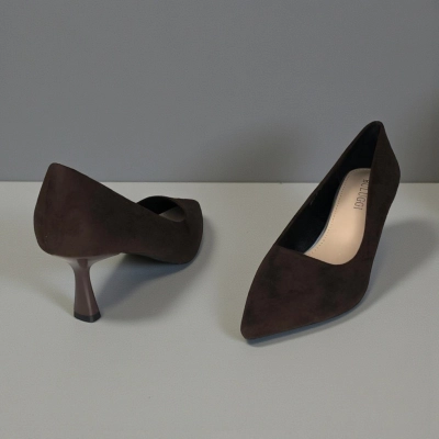 Туфли женские лодочки искусственная замша шоколадные 12077