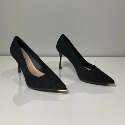 Туфли женские лодочки искусственная замша черные 12078