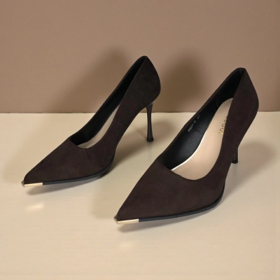 Туфли женские лодочки искусственная замша шоколадные 12080