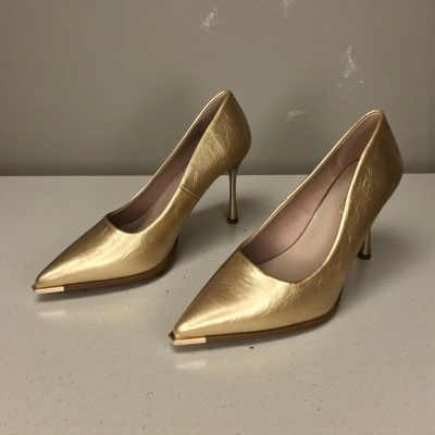 Туфли женские лодочки искусственная кожа золотистые 12081