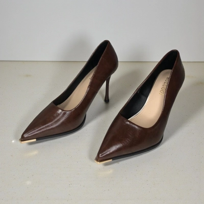 Туфли женские лодочки искусственная кожа шоколадные 12083