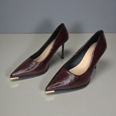 Туфли женские лодочки искусственная кожа бордовые 12085