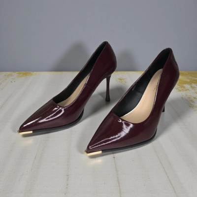 Туфли женские лодочки искусственная лак кожа баклажановые 12088