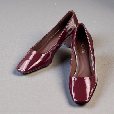 Туфли женские лодочки искусственная лак кожа бордовые 12092