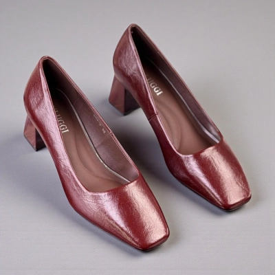 Туфли женские лодочки искусственная кожа бордовые 12094