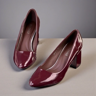 Туфли женские лодочки искусственная лак кожа бордовые 12098