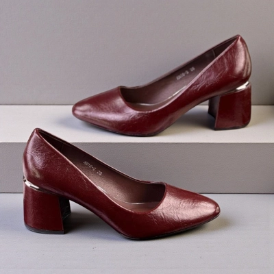 Туфли женские лодочки искусственная кожа бордовые 12100