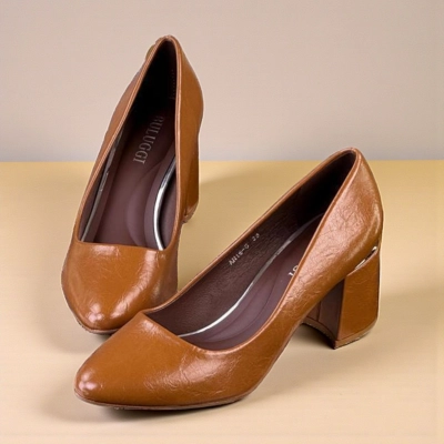 Туфли женские лодочки искусственная кожа кофейные 12103