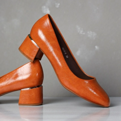 Туфли женские лодочки искусственная кожа оранжевые 12104