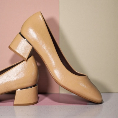 Туфли женские лодочки искусственная кожа бежевые 12106