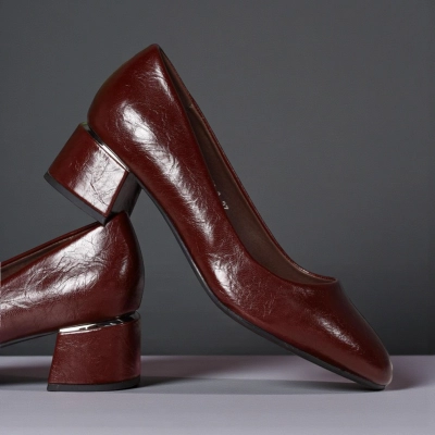 Туфли женские лодочки искусственная кожа коричневые 12107