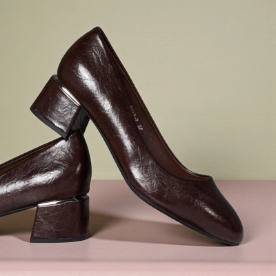 Туфли женские лодочки искусственная кожа шоколадные 12109