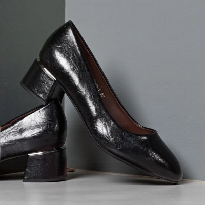 Туфли женские лодочки искусственная кожа черные 12110