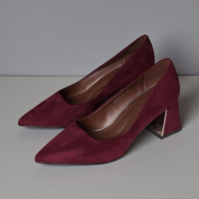 Туфли женские лодочки искусственная замша бордовые 12112