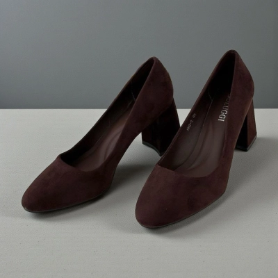 Туфли женские лодочки искусственная замша шоколадные 12117