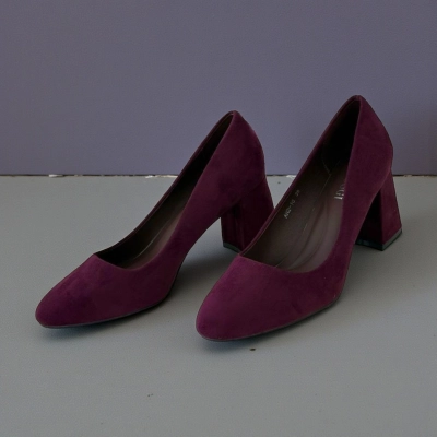 Туфли женские лодочки искусственная замша бордовые 12120