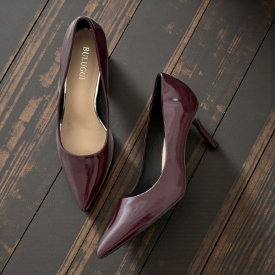 Туфли женские лодочки искусственная лак кожа бордовые 12122