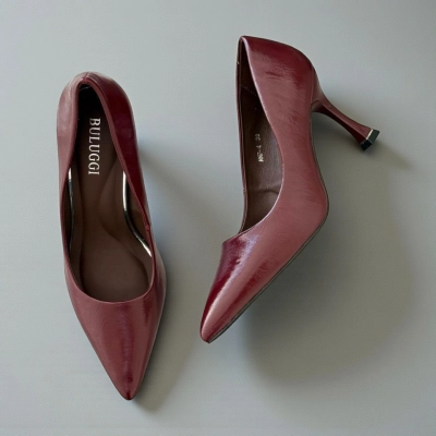 Туфли женские лодочки искусственная кожа марсала 12125