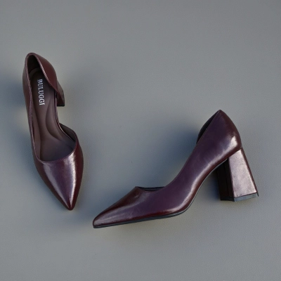 Туфли женские лодочки искусственная кожа баклажановые 12127