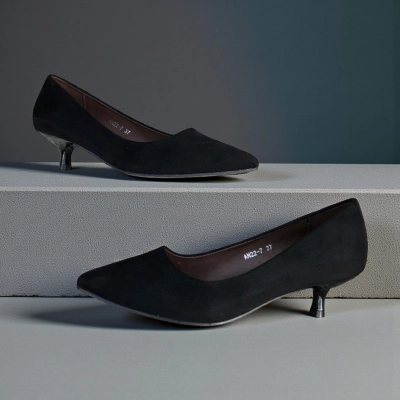 Туфли женские лодочки искусственная замша черные 12140