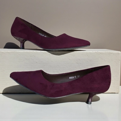 Туфли женские лодочки искусственная замша бордовые 12141