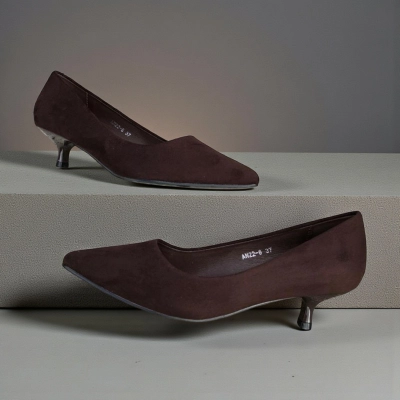 Туфли женские лодочки искусственная замша шоколадные 12142