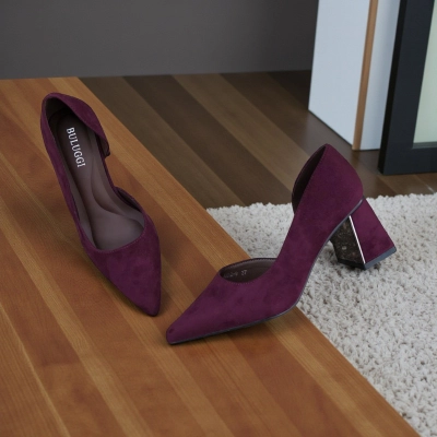 Туфли женские лодочки искусственная замша бордовые 12147