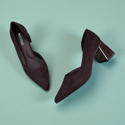 Туфли женские лодочки искусственная замша шоколадные 12150