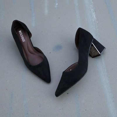 Туфли женские лодочки искусственная замша черные 12151