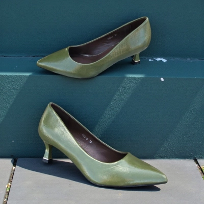 Туфли женские лодочки искусственная кожа оливковые 12153 Туфли женские лодочки искусственная кожа оливковые 12153